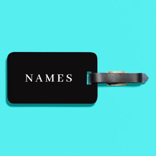 Étiquette À Bagage Simple Black Custom Ajouter Votre Nom Élégant