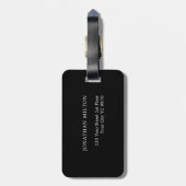 Étiquette À Bagage Simple Black White Lines Blue Bold Monogramme (Dos Vertical)