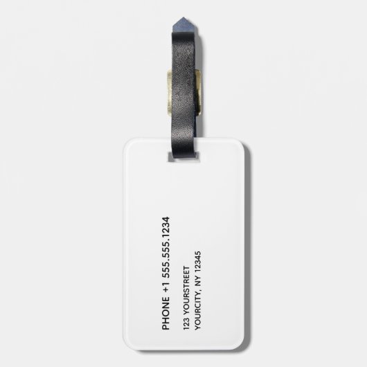 Étiquette À Bagage Simple blanc clair gris moderne Motif Monogramme (Dos Vertical)