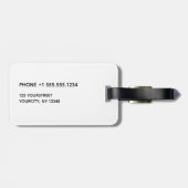 Étiquette À Bagage Simple blanc clair gris moderne Motif Monogramme (Dos horizontal)