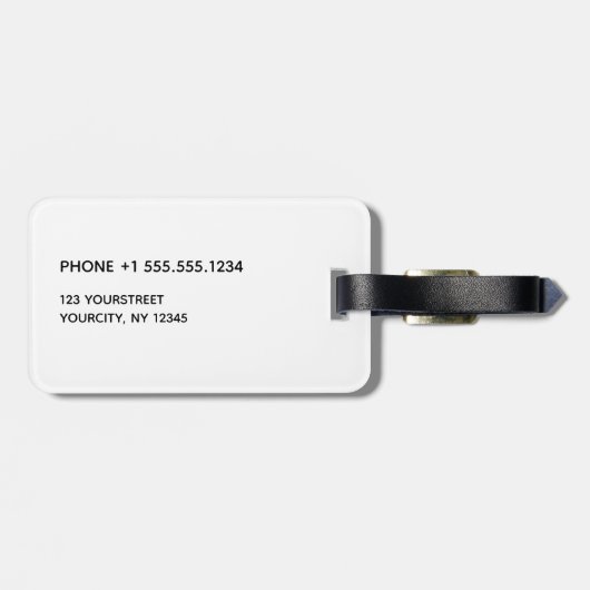 Étiquette À Bagage Simple blanc clair gris moderne Motif Monogramme (Dos horizontal)