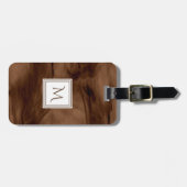 Étiquette À Bagage Simple Brown foncé Marbre subtil Monogramme modern (Devant horizontal)