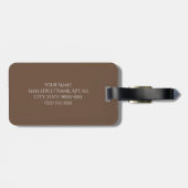 Étiquette À Bagage Simple Brown foncé Marbre subtil Monogramme modern (Dos horizontal)