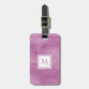 Étiquette À Bagage Simple clair violet Marbre subtil Monogramme moder