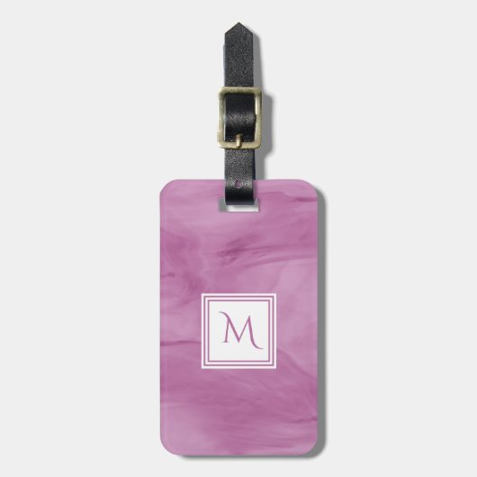 Étiquette À Bagage Simple clair violet Marbre subtil Monogramme moder (Devant Vertical)