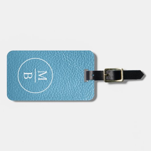 Étiquette À Bagage Simple Classé Aqua Turquoise Sky Blue Leather Loo (Devant horizontal)