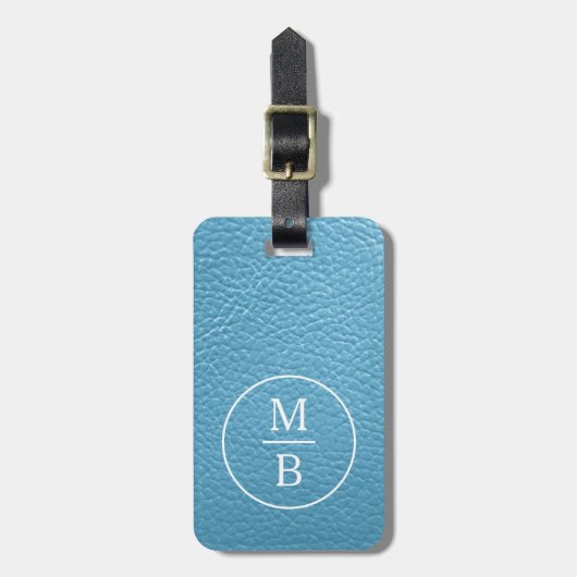 Étiquette À Bagage Simple Classé Aqua Turquoise Sky Blue Leather Loo (Devant Vertical)