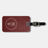 Étiquette À Bagage Simple Classé Maroon foncé Rouge cuir look (Devant horizontal)