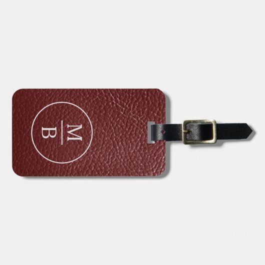 Étiquette À Bagage Simple Classé Maroon foncé Rouge cuir look (Devant horizontal)