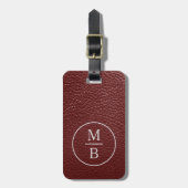 Étiquette À Bagage Simple Classé Maroon foncé Rouge cuir look (Devant Vertical)
