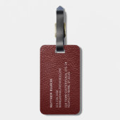 Étiquette À Bagage Simple Classé Maroon foncé Rouge cuir look (Dos Vertical)