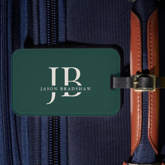 Étiquette À Bagage Simple Classic Green Nom du monogramme professionn (Insitu Rectoal 4)