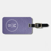 Étiquette À Bagage Simple Classy Pervenche Bleu Violet Aspect Cuir (Devant horizontal)