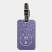 Étiquette À Bagage Simple Classy Pervenche Bleu Violet Aspect Cuir (Devant Vertical)