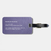 Étiquette À Bagage Simple Classy Pervenche Bleu Violet Aspect Cuir (Dos horizontal)