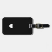 Étiquette À Bagage Simple Coeur noir & blanc Amour moderne Valentine (Devant horizontal)