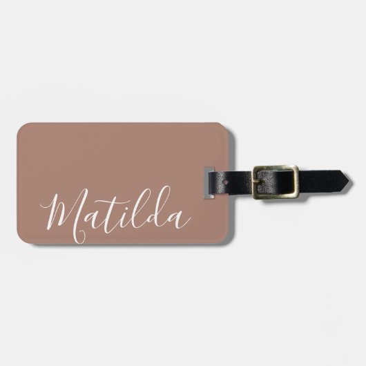 Étiquette À Bagage Simple couleur solide Nom personnalisé Terracotta  (Devant horizontal)