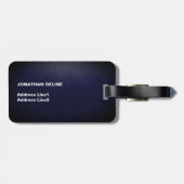 Étiquette À Bagage Simple élégant Dakr Lin Bleu Monogramme blanc (Dos horizontal)