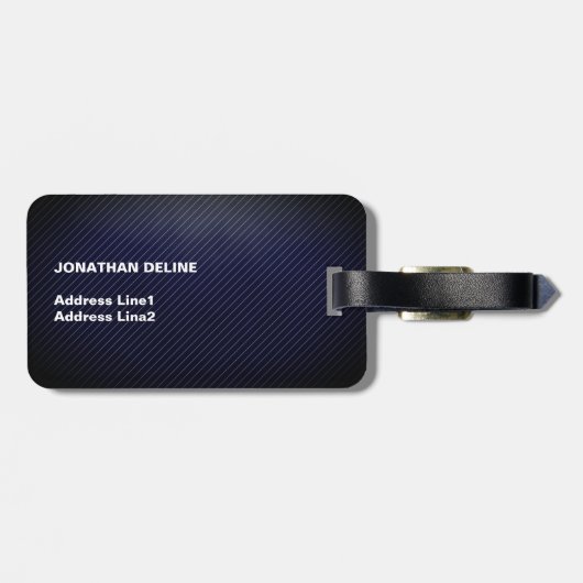 Étiquette À Bagage Simple élégant Dakr Lin Bleu Monogramme blanc (Dos horizontal)