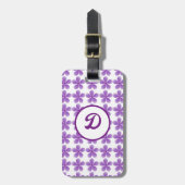 Étiquette À Bagage simple élégant floral moderne violet monogramme (Devant Vertical)
