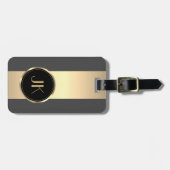 Étiquette À Bagage Simple Elegant Gold Metal monogrammed Nom Luggag (Devant horizontal)
