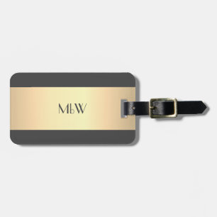 Étiquette À Bagage Simple Elegant Gold Metal monogrammed Nom Luggag