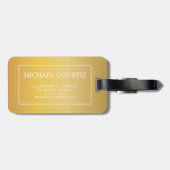 Étiquette À Bagage Simple Élégant Or brossé Métal Monogramme (Dos horizontal)