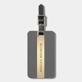 Étiquette À Bagage Simple Elegant Or Metal Nom monogrammé (Devant Vertical)