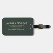 Étiquette À Bagage Simple Elegant Or Metal Nom monogrammé (Dos horizontal)