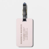 Étiquette À Bagage Simple Elegant Pink Metal Nom monogrammé (Dos Vertical)