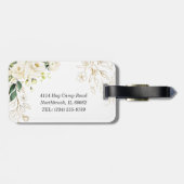 Étiquette À Bagage Simple Elégant Rose Blanc Vert Floral (Dos horizontal)