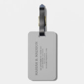 Étiquette À Bagage Simple Elegant Silver Metal Nom monogrammé (Dos Vertical)