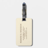 Étiquette À Bagage Simple Elegant Silver Metal Nom monogrammé (Dos Vertical)