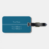 Étiquette À Bagage Simple Elegant Teal Blue Monogram Name (Dos horizontal)