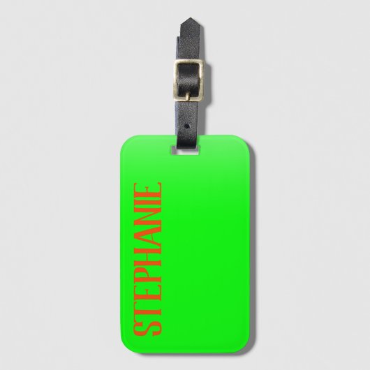 Étiquette À Bagage Simple et moderne Lime Green & Orange - Personnali (Devant Vertical)