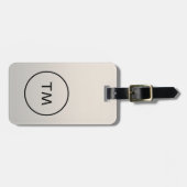 Étiquette À Bagage Simple Faux Argent Noir Gras Monogramme (Devant horizontal)