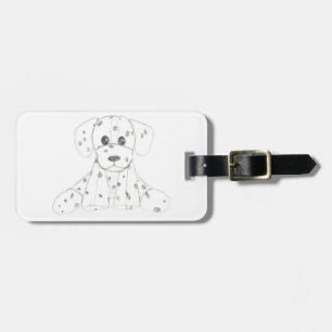 Étiquette À Bagage simple gribouillis de chien dalmatien noir blanc p