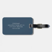 Étiquette À Bagage Simple Marine Bleu Marbre subtil Monogramme modern (Dos horizontal)