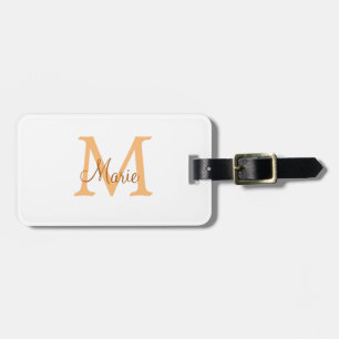 Étiquette À Bagage simple minimal ajouter nom monogramme orange marro