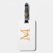Étiquette À Bagage simple minimal ajouter nom monogramme orange marro (Dos Vertical)