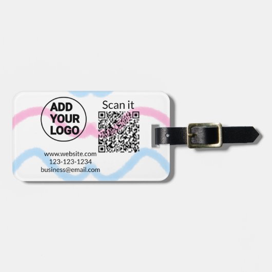 Étiquette À Bagage Simple minimal q r code add logo scan code name we (Devant horizontal)