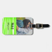 Étiquette À Bagage simple minimum ajouter votre nom photo monogramme  (Devant horizontal)