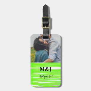 Étiquette À Bagage simple minimum ajouter votre nom photo monogramme 