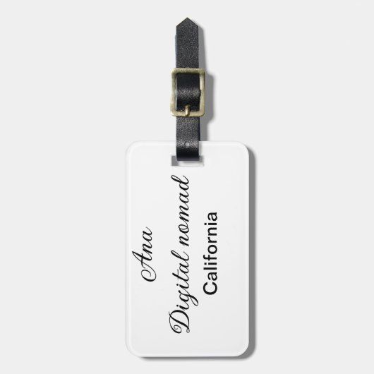 Étiquette À Bagage Simple minimum ajouter votre nom texte place calif (Devant Vertical)