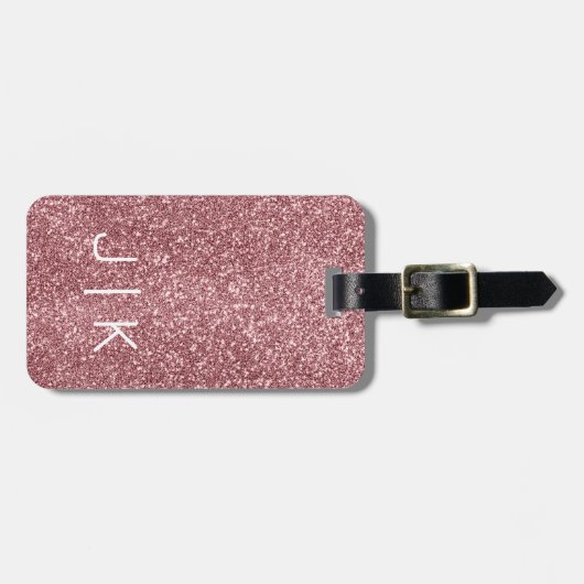 Étiquette À Bagage Simple Modern Elegant Parties scintillant Nom mono (Devant horizontal)