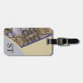 Étiquette À Bagage Simple moderne avec accents abstraits Initiales (Devant horizontal)