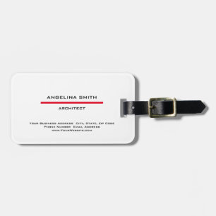 Étiquette À Bagage Simple moderne minimaliste blanc rouge professionn