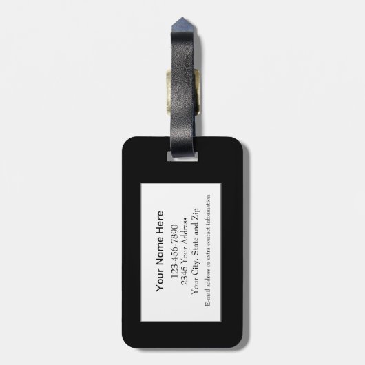 Étiquette À Bagage Simple moderne Noir Rouge Or Monogramme Initiale (Dos Vertical)