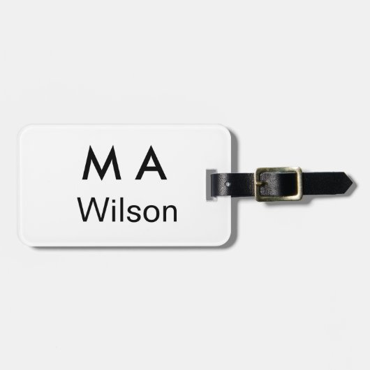 Étiquette À Bagage Simple monogram add your name letter man minimal (Devant horizontal)