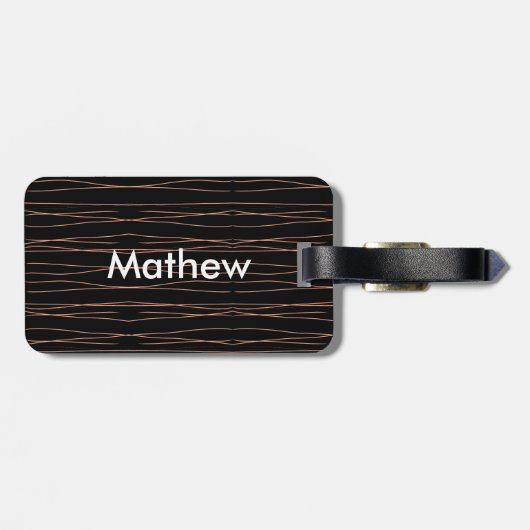 Étiquette À Bagage Simple monogramme ajouter votre nom lettre man min (Dos horizontal)